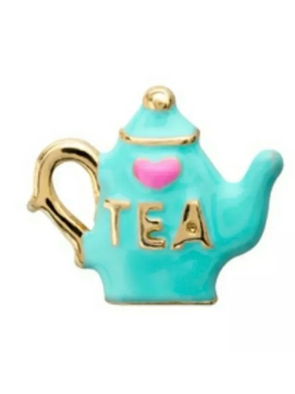 Origami Owl Turquoise Teapot Charm with Pink Heart and Gold Accents